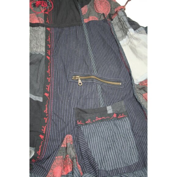 Desigual Abstract Print Patchwork Dress Ruffle Medium Boho Dark Artsy Streetwear - Picture 6 of 13